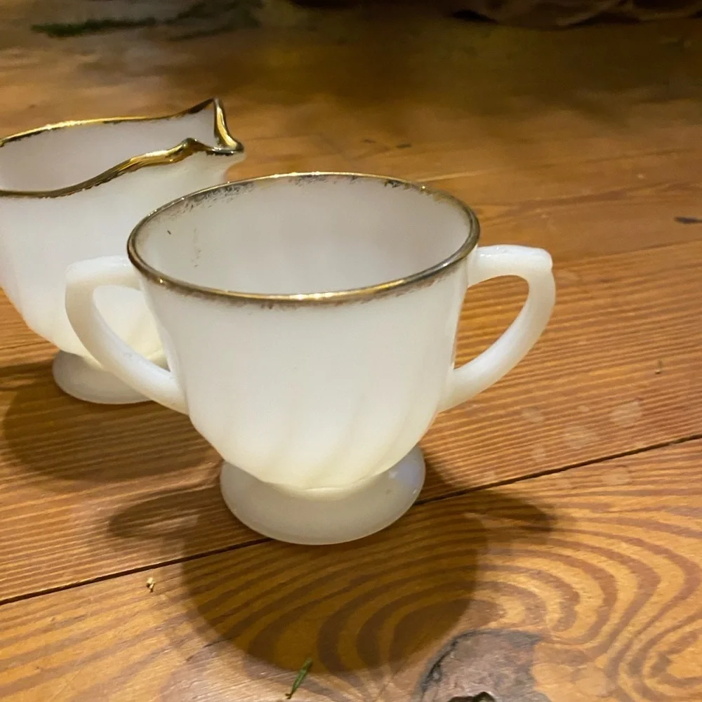 Fire King White and Gold Coffee Cups